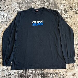 Quiksilver Graphic T-Shirt Large Black Long Sleeve Surf Skate Y2K